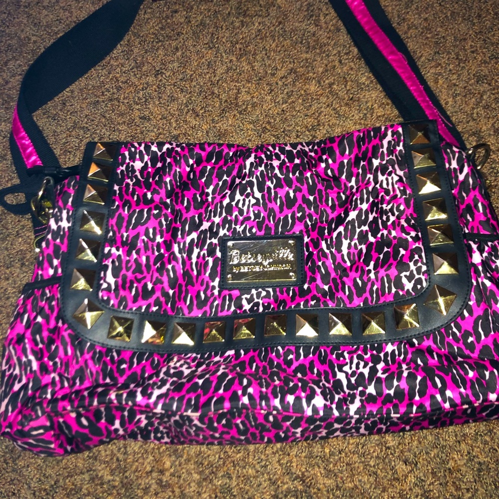 Large Betsey Johnson leopard messenger bag